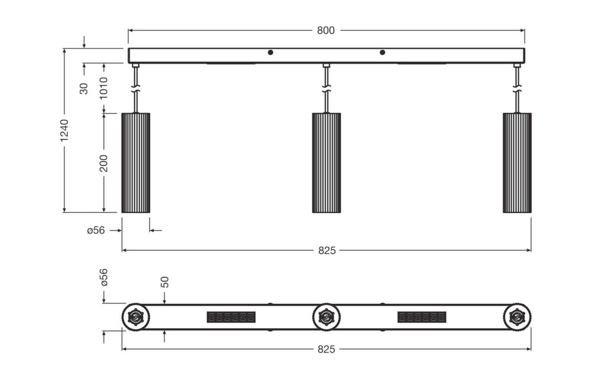 HÄNGELEUCHTE 82.5/5.6/124 cm  - Design, Metall (82.5/5.6/124cm) - Osram