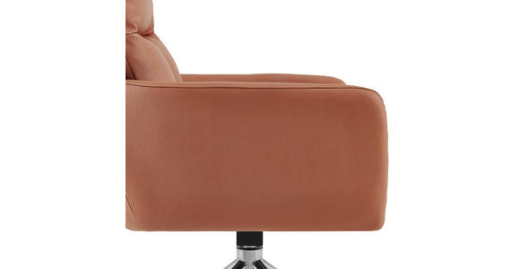 ARMLEHNSTUHL in Edelstahl Mikrofaser - Edelstahlfarben/Cognac, Design, Textil/Metall (62/89,5/65cm) - Novel