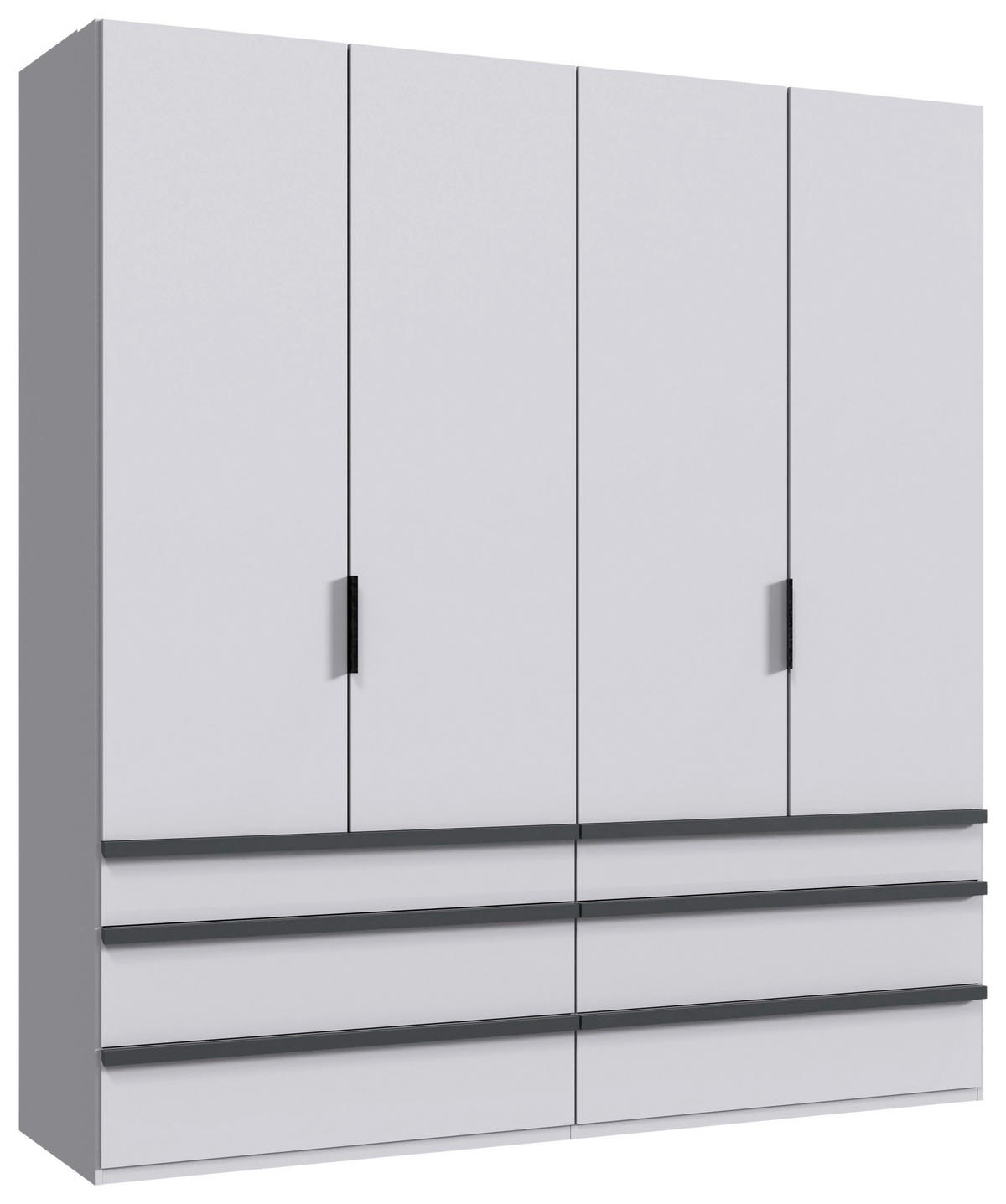 FALTTÜRENSCHRANK 200/216/58 cm 4-türig Weiß  - Schwarz/Weiß, Design, Holzwerkstoff (200/216/58cm) - Boxxx