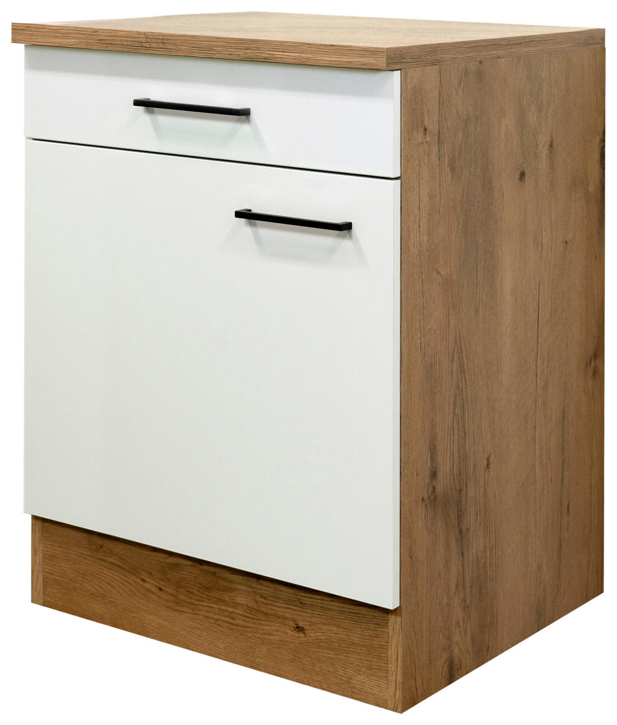 KÜCHENUNTERSCHRANK 60/85/57 cm  in Eichefarben, Magnolie  - Eichefarben/Magnolie, KONVENTIONELL, Holzwerkstoff/Metall (60/85/57cm) - FlexWell