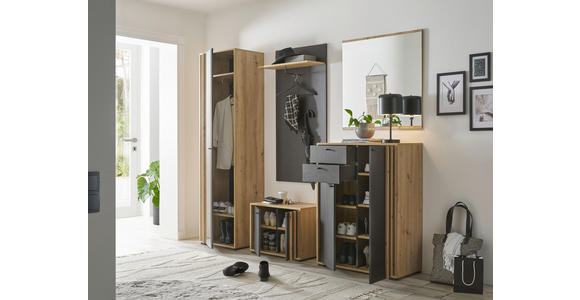 GARDEROBENBANK 64,3/47/38 cm - Schwarz/Eiche Artisan, Design, Holzwerkstoff/Kunststoff (64,3/47/38cm) - Carryhome