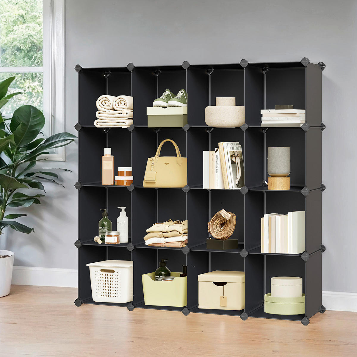 SCHUHREGAL Schwarz  - Schwarz, Trend, Kunststoff/Metall (123/123/31cm) - Boxxx