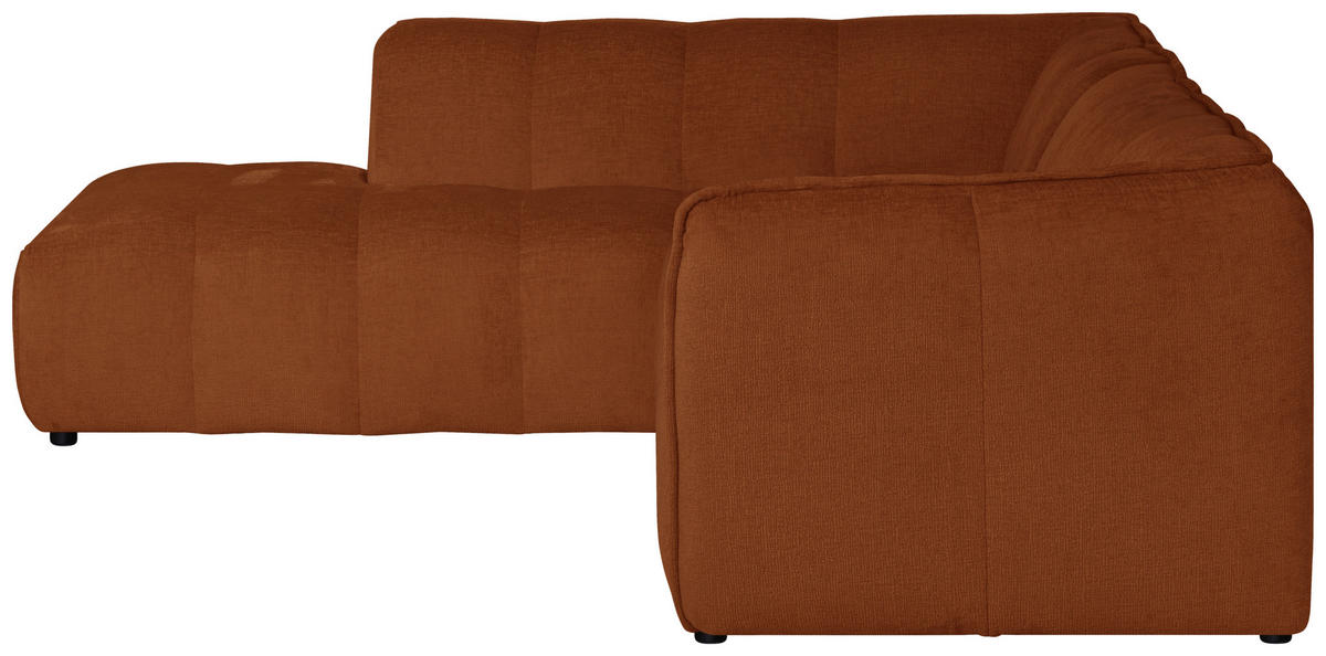 ECKSOFA LIVOLI in Chenille Rostfarben  260/218 cm  - Rostfarben/Schwarz, Design, Textil (260/218cm) - MID.YOU