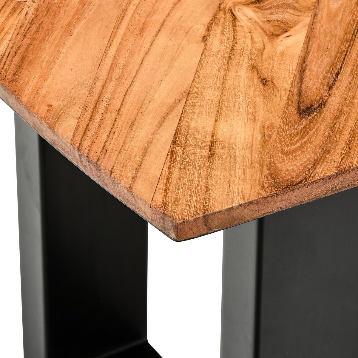 COUCHTISCH Akazie Hartholz oval Schwarz, Akaziefarben  - Schwarz/Akaziefarben, Natur, Holz/Metall (90/50/45cm) - Livetastic