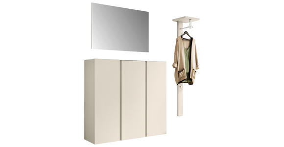 GARDEROBE 3-teilig  in 170/185/33 cm  - Sandfarben, Design, Glas/Holzwerkstoff (170/185/33cm) - Moderano