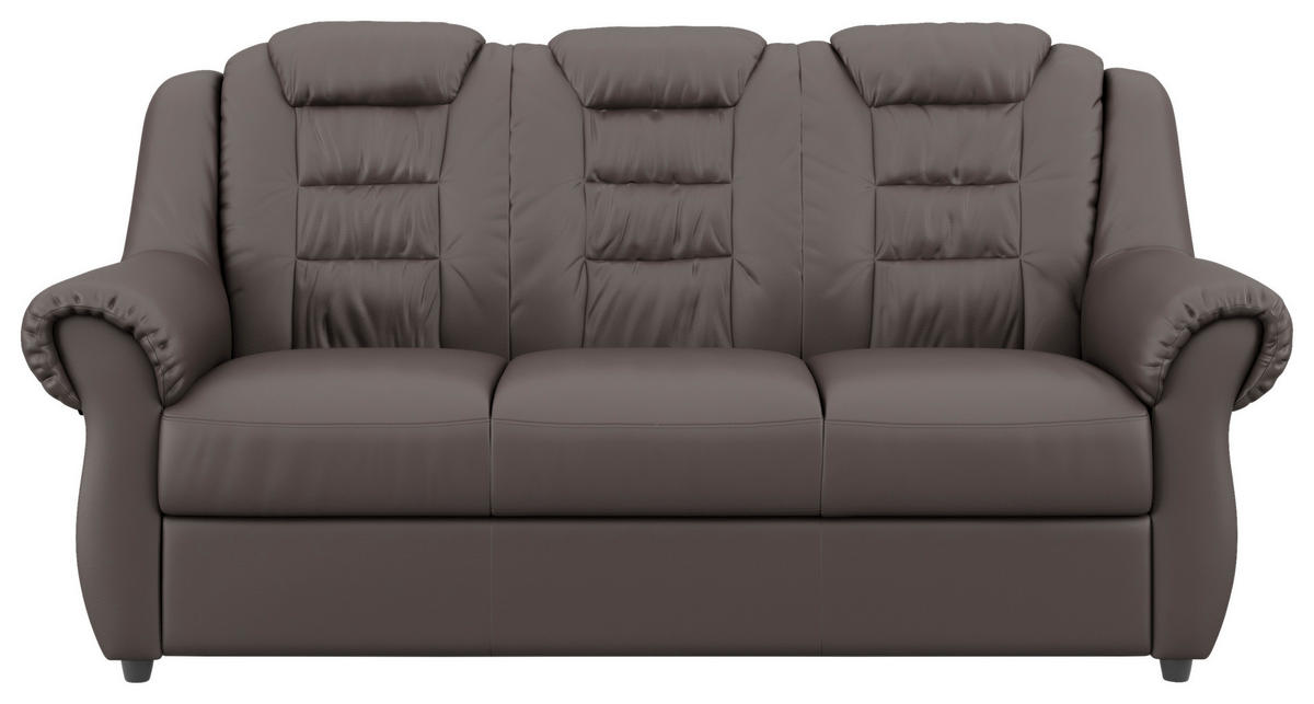 3-SITZER-SOFA in Lederlook Braun  - Schwarz/Braun, Konventionell, Kunststoff/Textil (196/102/101cm) - Livetastic
