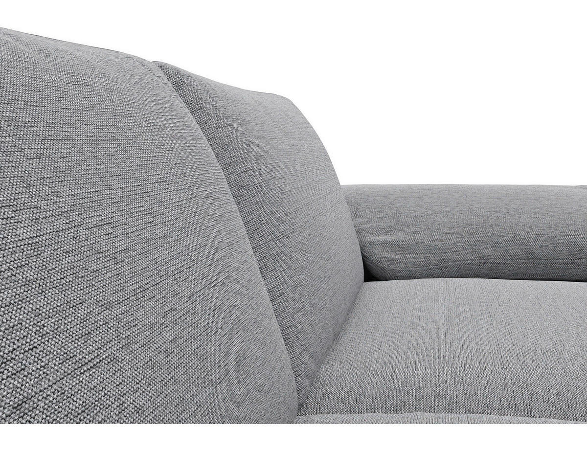 ECKSOFA Hellgrau Chenille, Webstoff, Flachgewebe  - Hellgrau/Alufarben, Design, Textil/Metall (225/247cm) - Livetastic