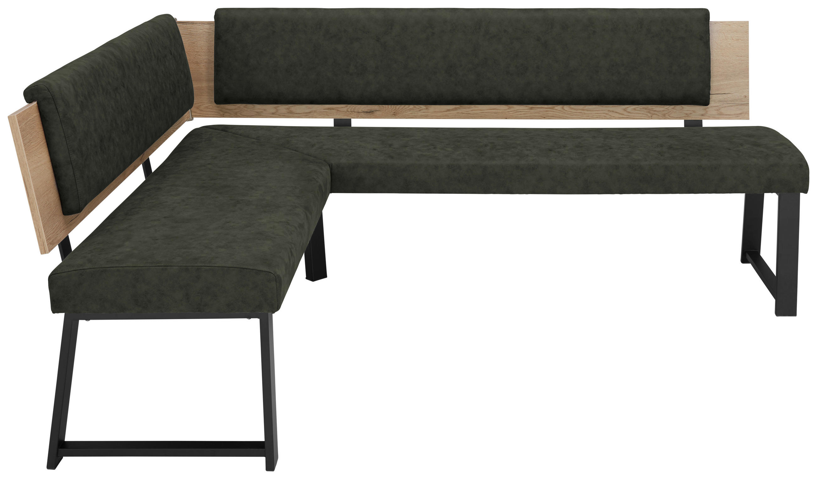 ECKBANK 160/200 cm  in Dunkelgrün  - Dunkelgrün/Schwarz, MODERN, Holzwerkstoff/Textil (160/200cm) - Venda