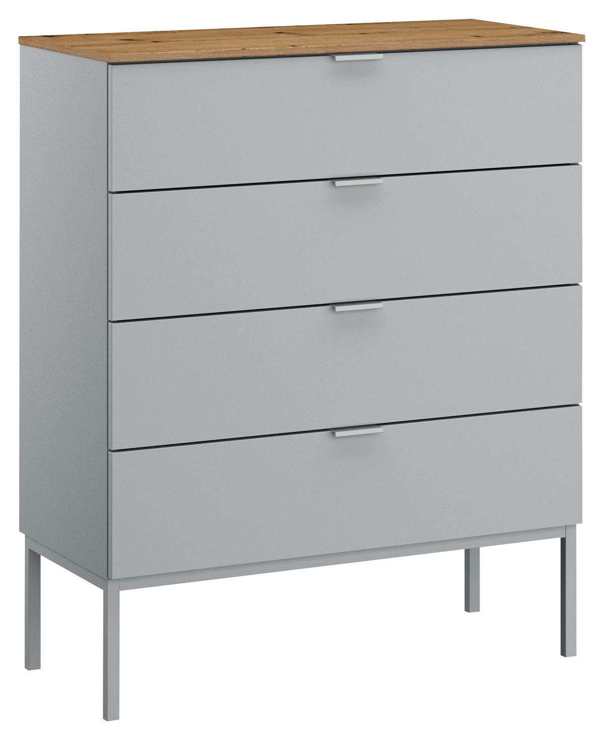 COMMODE 80/100/42 cm gris, couleur de chêne  - couleur d'aluminium/gris, Trend, métal/matière synthétique (80/100/42cm) - Stylife