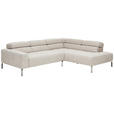ECKSOFA Naturfarben Flachgewebe  - Chromfarben/Naturfarben, KONVENTIONELL, Textil/Metall (282/224cm) - Hom`in