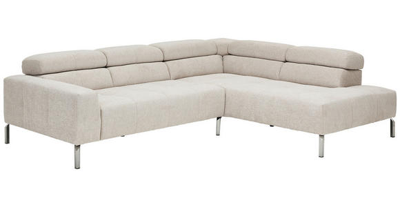 ECKSOFA Naturfarben Flachgewebe - Chromfarben/Naturfarben, KONVENTIONELL, Textil/Metall (282/224cm) - Hom`in