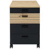 ROLLCONTAINER Schwarz, Eiche Artisan  - Schwarz/Eiche Artisan, KONVENTIONELL, Holzwerkstoff/Kunststoff (45/66/55cm) - Stylife