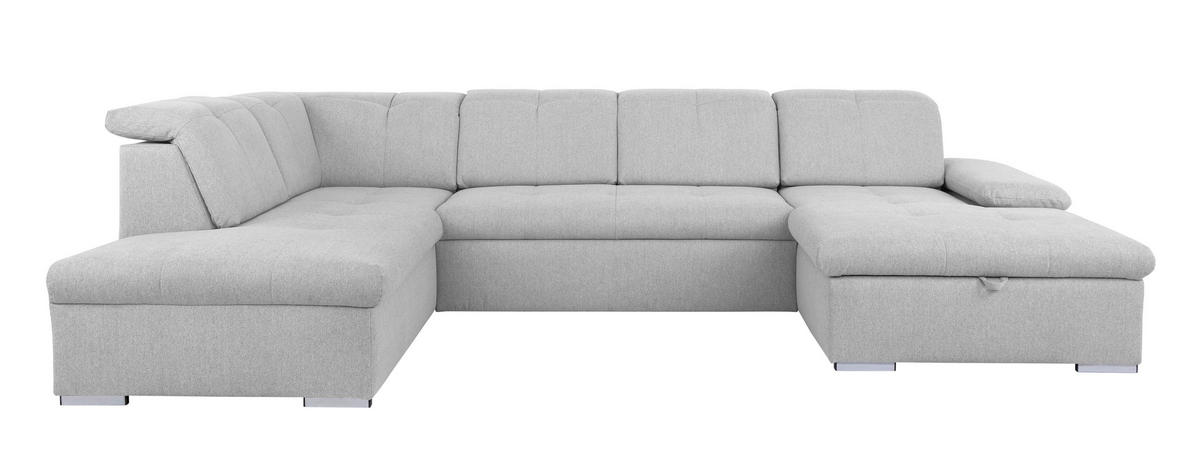 WOHNLANDSCHAFT Hellgrau  - Hellgrau/Grau, Design, Textil/Metall (215/328/173cm) - MID.YOU