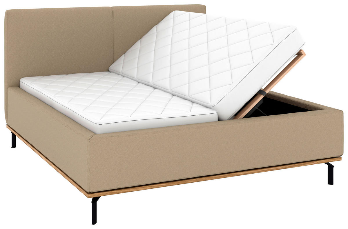 POLSTERBETT Matratze, Lattenrost, Bettkasten 160/200 cm  in Beige  - Beige/Graphitfarben, Design, Holz/Textil (160/200cm) - Musterring