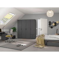 DREHTÜRENSCHRANK 187/194/53 cm,  in Grau, 4 Tür(en)  - Grau, MODERN, Holzwerkstoff/Kunststoff (187/194/53cm) - Rauch Möbel