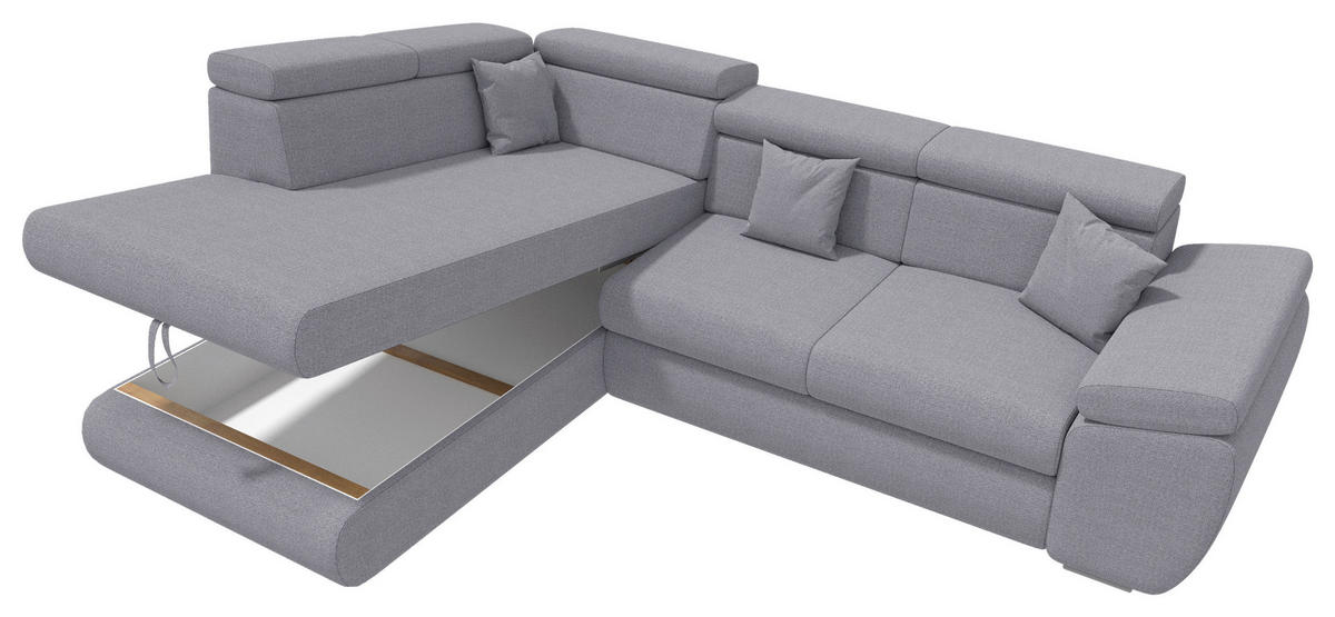 ECKSOFA Dunkelgrau Struktur  - Chromfarben/Dunkelgrau, KONVENTIONELL, Kunststoff/Textil (205/282cm) - Carryhome