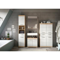 BADEZIMMER 4-teilig  in 171 cm  - Weiß Hochglanz/Silberfarben, MODERN, Glas/Holzwerkstoff (171cm) - MID.YOU