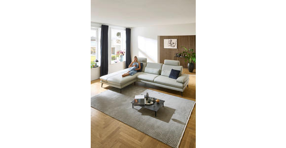 ECKSOFA in Echtleder Silberfarben  - Silberfarben/Schwarz, Design, Leder/Metall (195/308cm) - Dieter Knoll