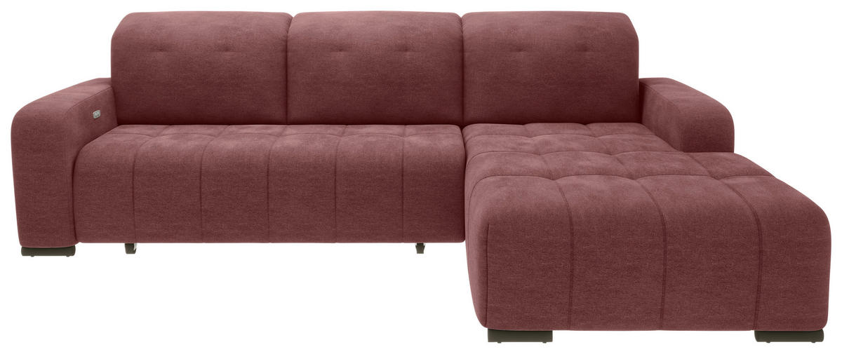 ECKSOFA VICARI Rosa Mikrofaser Kopfteilverstellung, Sitzvorzug  - Schwarz/Rosa, MODERN, Textil/Metall (292/185cm) - Livetastic