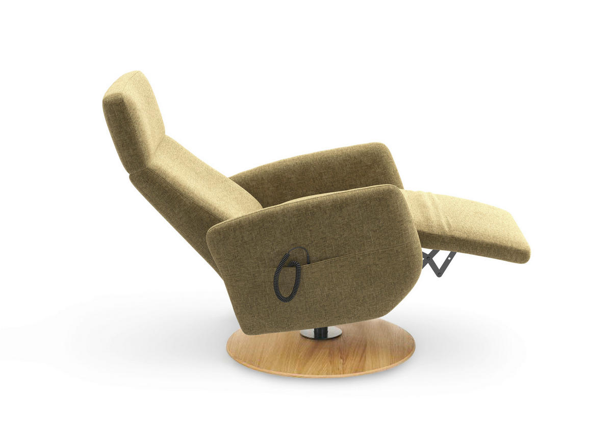 RELAXSESSEL Flachgewebe Aufstehhilfe    - Eichefarben/Olivgrün, KONVENTIONELL, Holz/Textil (71/110/82cm) - Sit & More