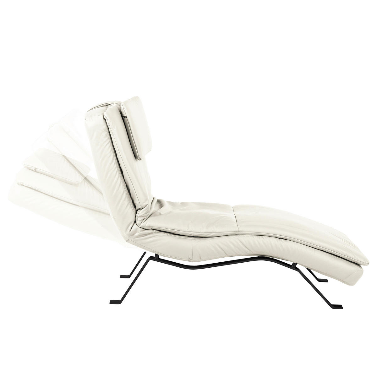 RELAXLIEGE Echtleder Weiß  - Schwarz/Weiß, Design, Leder/Metall (65/95/171cm) - Celina Home
