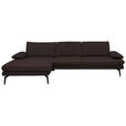 ECKSOFA in Echtleder Braun  180/310 cm  - Schwarz/Braun, Design, Leder/Metall (180/310cm) - Dieter Knoll