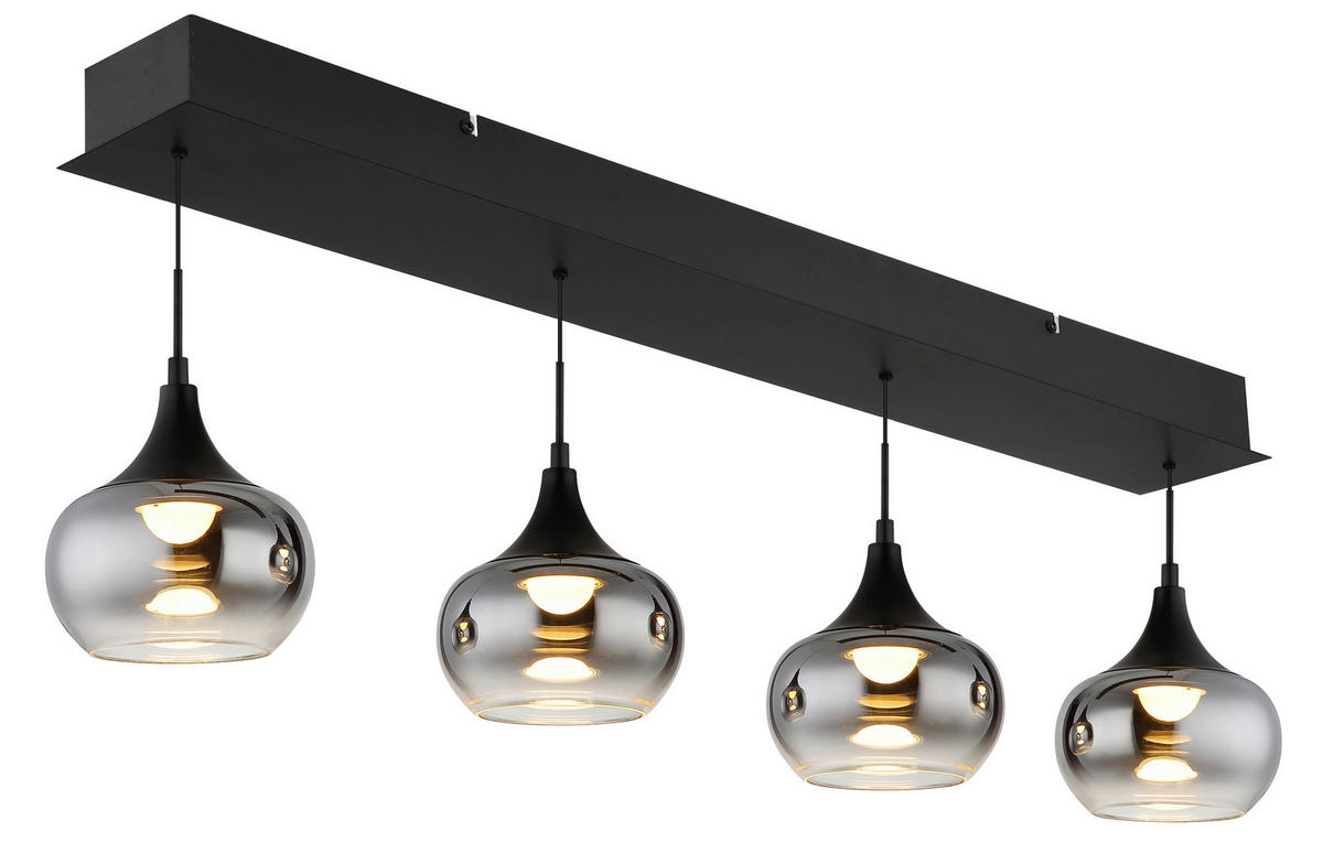HÄNGELEUCHTE Lui 90/15/150 cm   - Klar/Schwarz, Design, Glas/Kunststoff (90/15/150cm) - Globo