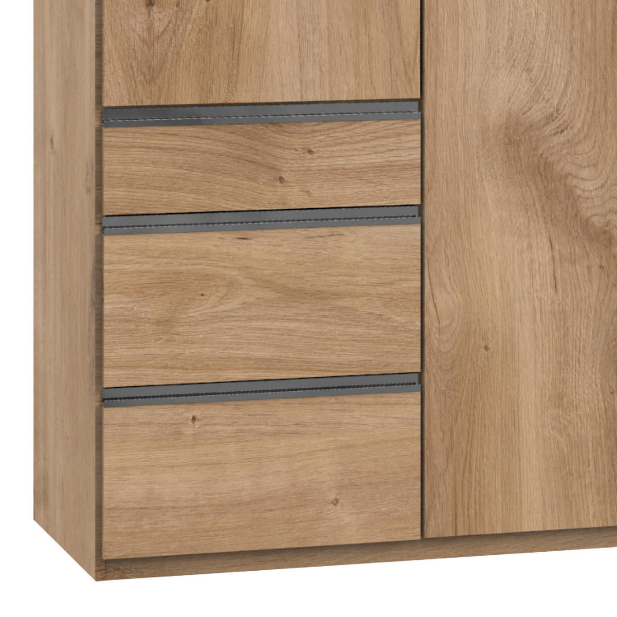 DREHTÜRENSCHRANK in Eichefarben  - Chromfarben/Eichefarben, Modern, Holzwerkstoff (250/236/58cm) - MID.YOU