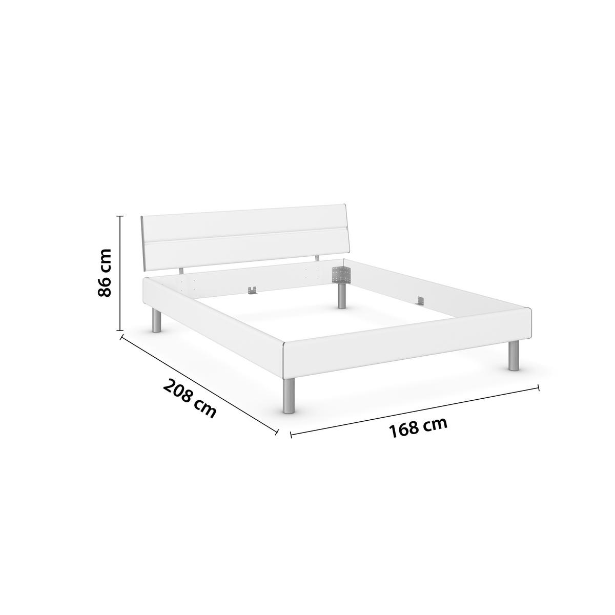BETT 160/200 cm  in Weiss   - Weiss/Alufarben, Design, Holzwerkstoff/Metall (160/200cm) - Carryhome