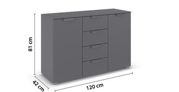 SIDEBOARD  in 120/81/42 cm  - Chromfarben/Dunkelgrau, Design, Holzwerkstoff/Metall (120/81/42cm) - Xora