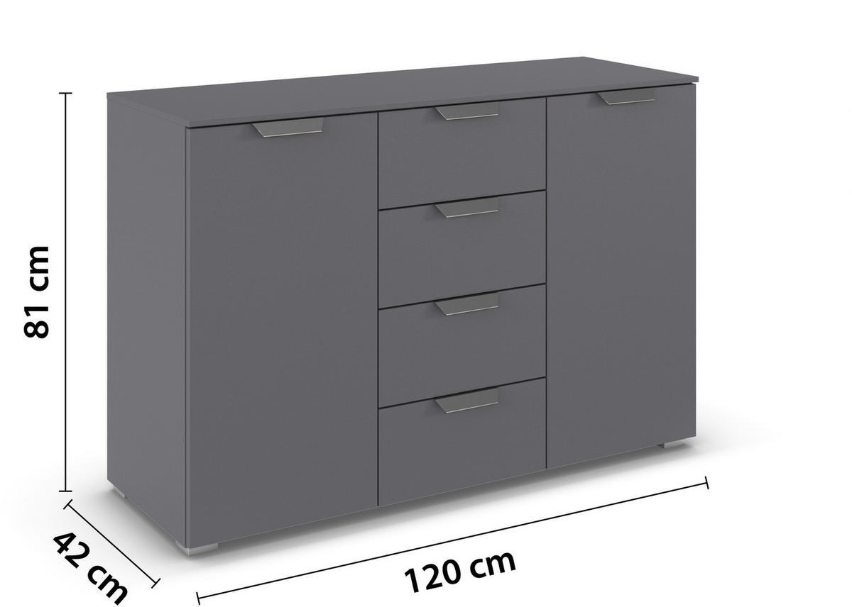 SIDEBOARD  in 120/81/42 cm  - Chromfarben/Dunkelgrau, Design, Holzwerkstoff/Metall (120/81/42cm) - Carryhome