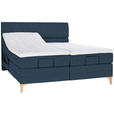 BOXSPRINGBETT 200/200 cm  in Blau  - Blau/Eichefarben, KONVENTIONELL, Holz/Textil (200/200cm) - Voleo