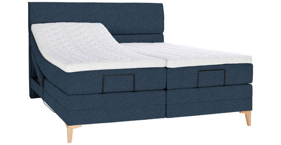 BOXSPRINGBETT 200/200 cm in Blau - Blau/Eichefarben, KONVENTIONELL, Holz/Textil (200/200cm) - Voleo