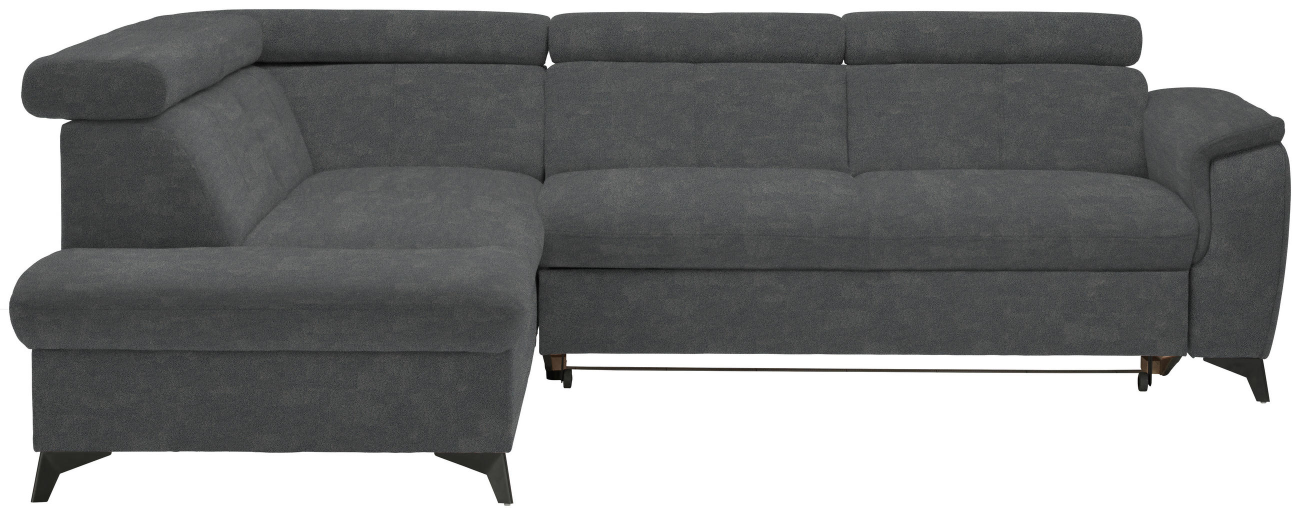 ECKSOFA in Mikrofaser Anthrazit  - Anthrazit/Schwarz, Design, Textil/Metall (203/260cm) - Stylife