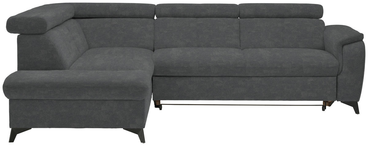 ECKSOFA in Mikrofaser Anthrazit  - Anthrazit/Schwarz, Design, Textil/Metall (203/260cm) - Stylife