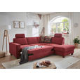 ECKSOFA Bordeaux Flachgewebe, Chenille  - Bordeaux/Nussbaumfarben, KONVENTIONELL, Holz/Textil (236/213cm) - Cantus