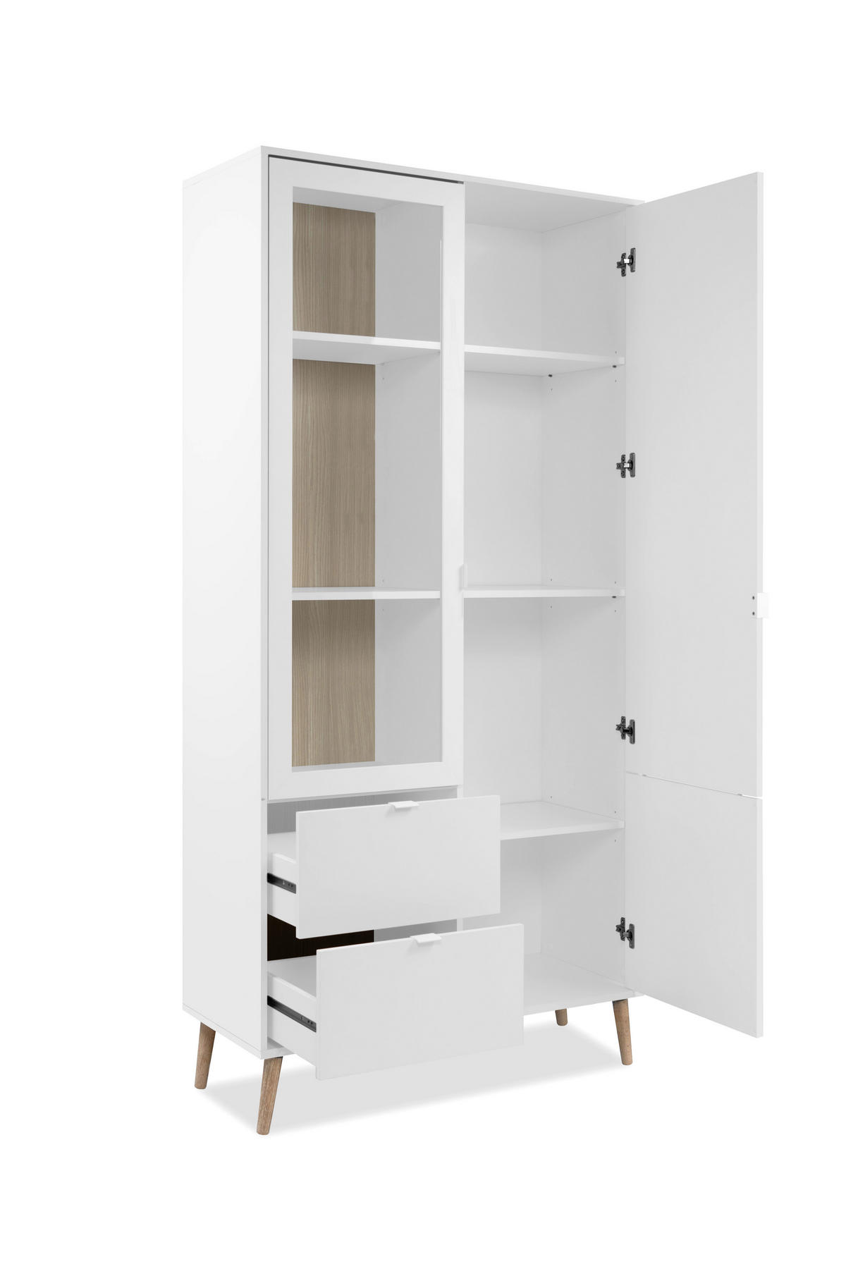 VITRINE in Weiß, Eichefarben  - Eichefarben/Weiß, Design, Glas/Holzwerkstoff (92/190/40cm) - MID.YOU