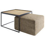 COUCHTISCHSET COLLARE Sets Eiche massiv rechteckig Braun, Eichefarben  - Eichefarben/Schwarz, Design, Holz/Textil (80/80/39cm) - Novel