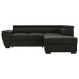 ECKSOFA Anthrazit Flachgewebe Schlaffunktion, Rücken echt, Kopfteilverstellung, Liegefläche im Originalstoff  - Anthrazit/Schwarz, KONVENTIONELL, Kunststoff/Textil (266/220cm) - Carryhome