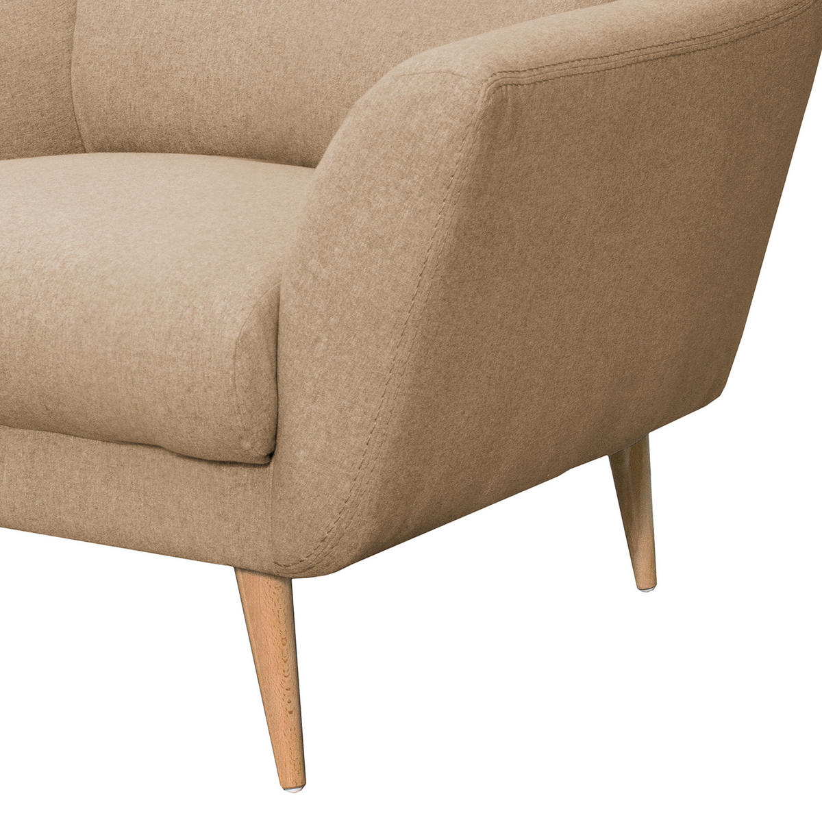 SESSEL in Webstoff Beige  - Beige/Buchefarben, Design, Holz/Textil (92/87/88cm) - Livetastic