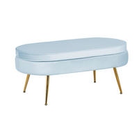 HOCKER in Textil Hellgrau  - Goldfarben/Hellgrau, MODERN, Textil/Metall (99/40/44cm) - Livetastic