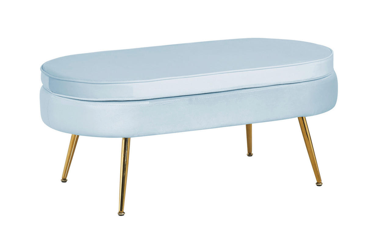 HOCKER in Textil Hellgrau  - Goldfarben/Hellgrau, MODERN, Textil/Metall (99/40/44cm) - Livetastic