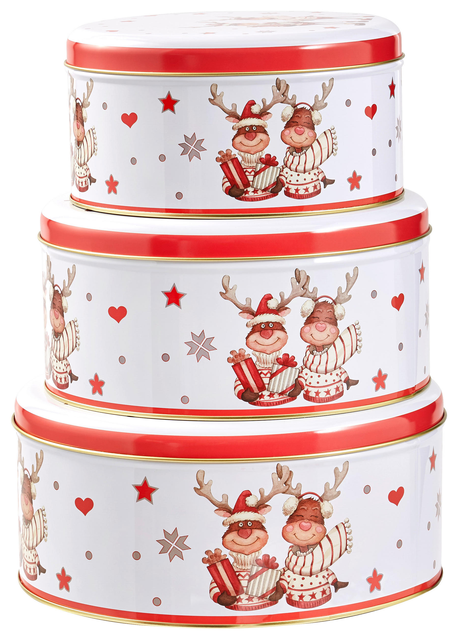 DÓZA střední  - bílá/červená, Basics, kov (16,8/8,5cm) - X-Mas