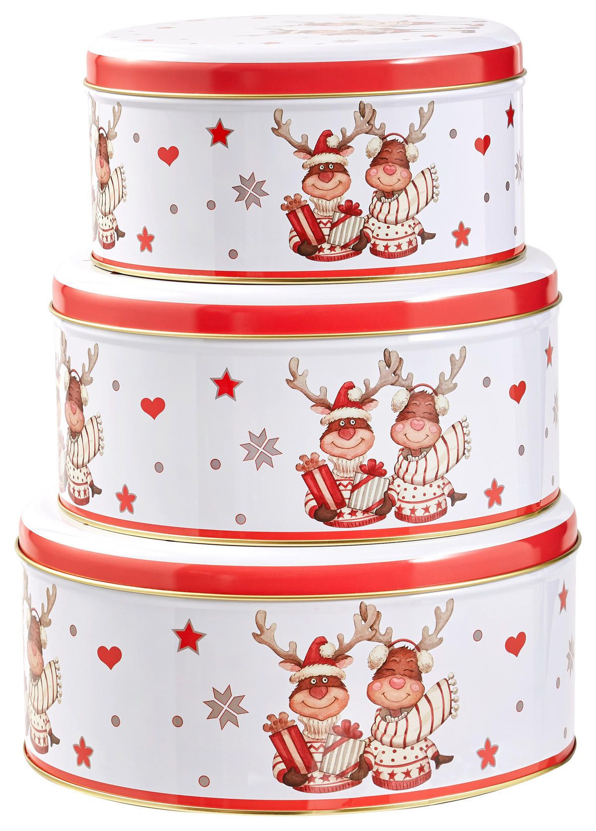 DÓZA střední  - bílá/červená, Basics, kov (16,8/8,5cm) - X-Mas