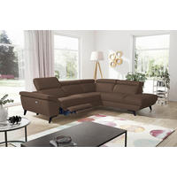 ECKSOFA DALLAS in Echtleder Dunkelbraun  283/228 cm  - Dunkelbraun/Schwarz, Design, Leder/Metall (283/228cm) - Livetastic