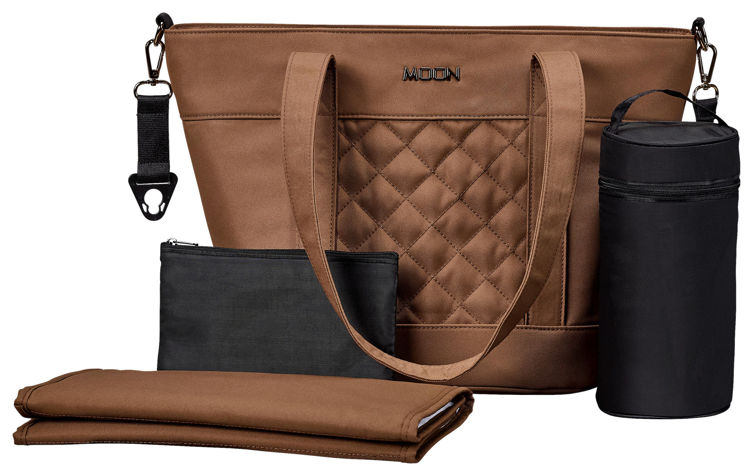 WICKELTASCHE V-Shape Bag  - Waldgrün/Cognac, Basics, Textil (41/16/28cm) - Moon