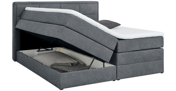 BOXSPRINGBETT 200/200 cm in Blau, Grau - Blau/Schwarz, KONVENTIONELL, Kunststoff/Textil (200/200cm) - Carryhome
