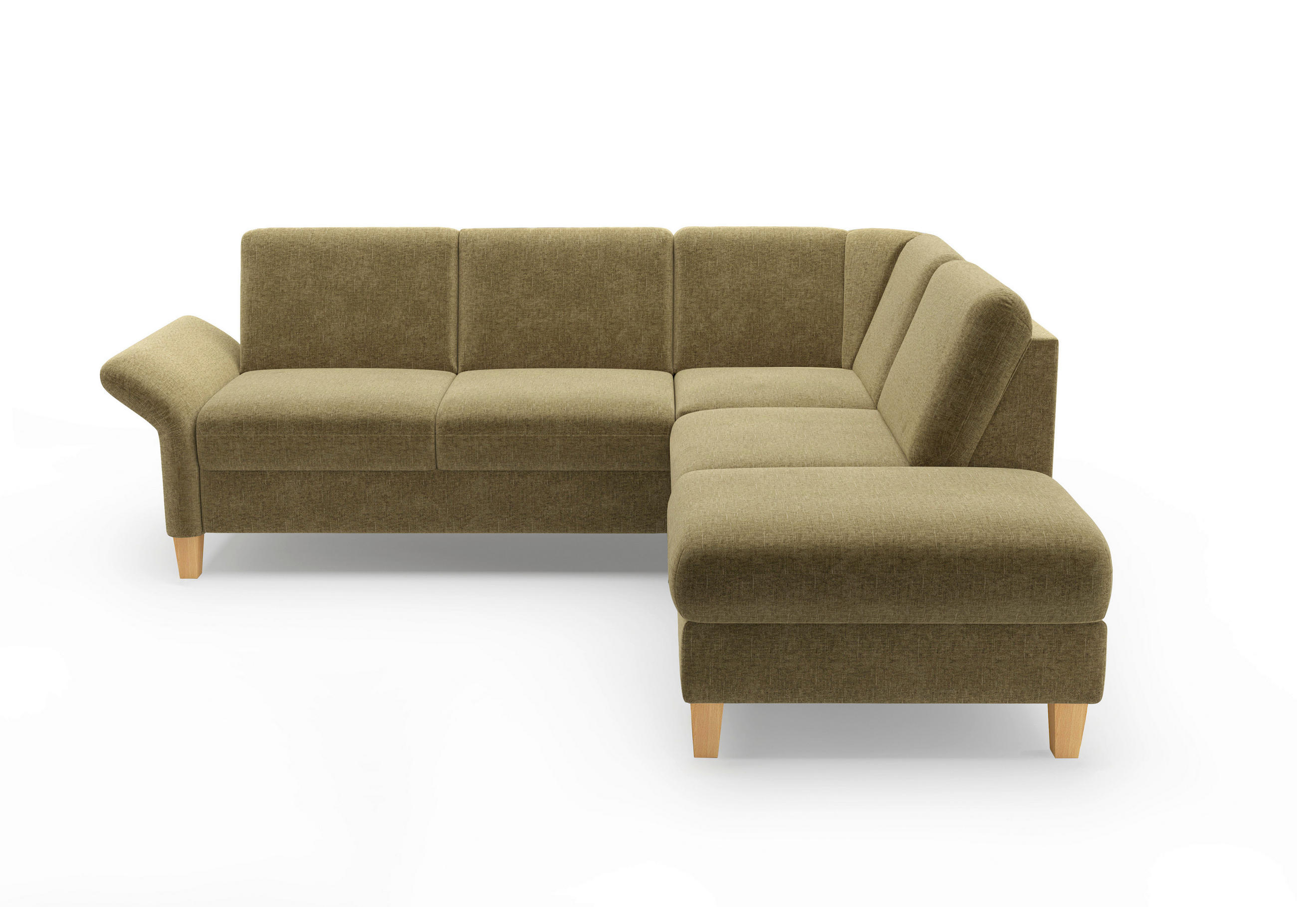 ECKSOFA ROCHELLE E Olivgrün Flachgewebe  - Eichefarben/Olivgrün, KONVENTIONELL, Holz/Textil (240/216cm) - Sit & More