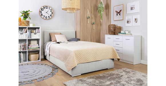 BOXBETT 90/200 cm  in Ecru  - Chromfarben/Ecru, KONVENTIONELL, Kunststoff/Textil (90/200cm) - Carryhome