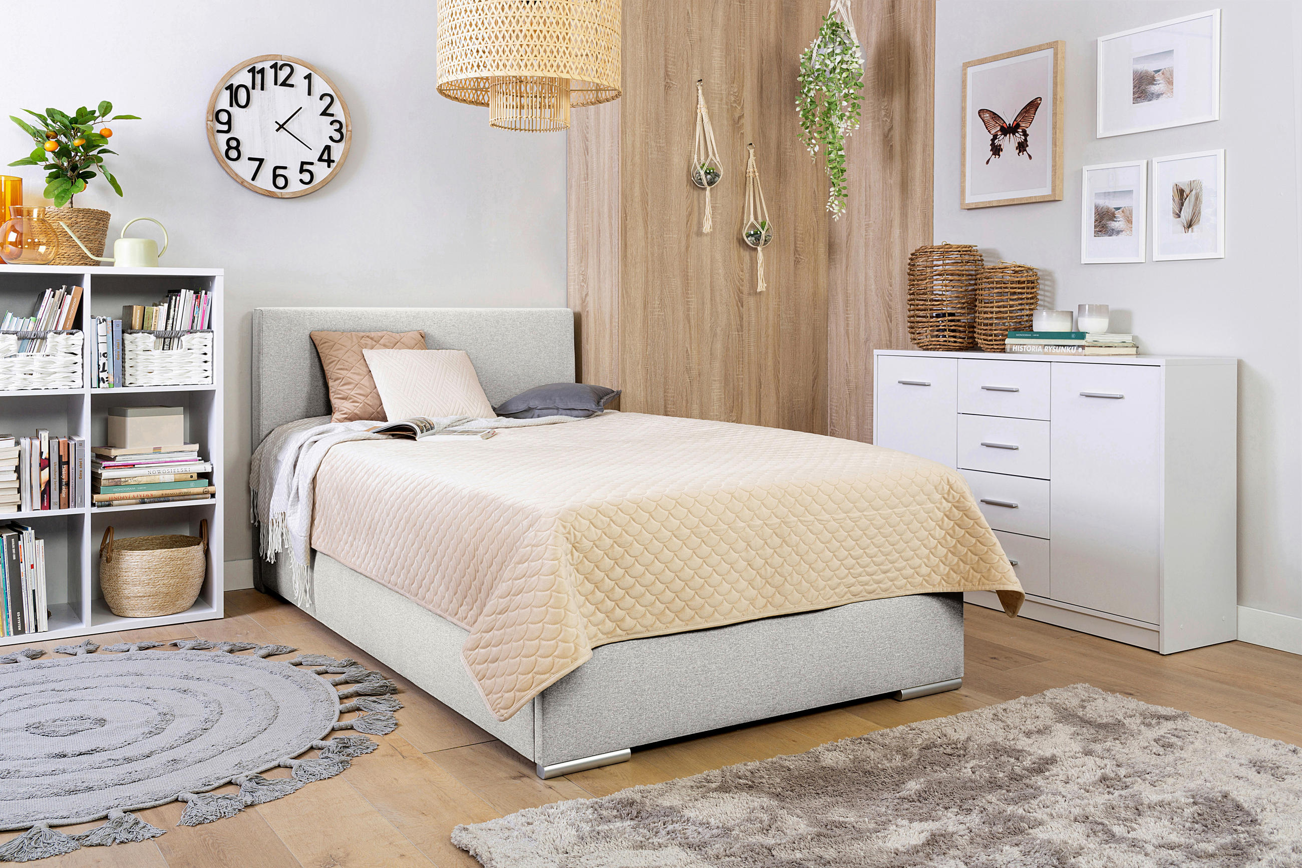 BOXBETT 120/200 cm  in Ecru  - Chromfarben/Ecru, KONVENTIONELL, Kunststoff/Textil (120/200cm) - Carryhome